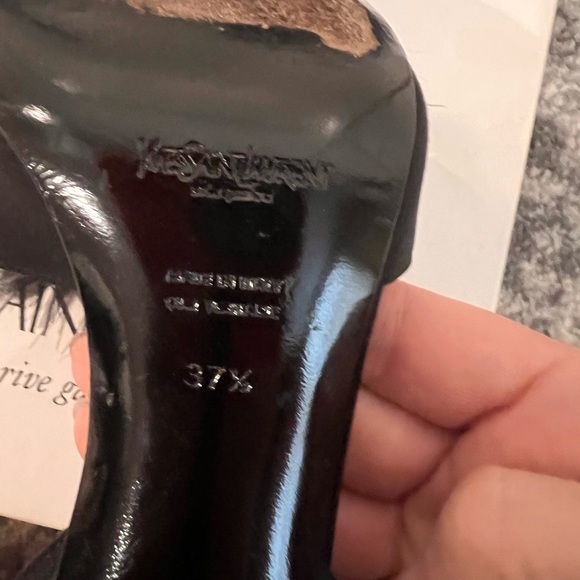 Yves Saint Laurent Black Heels with Fur Pom Poms - Picture 7 of 8